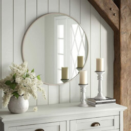 Aspect Furniture Studio Round Accent Wall Mirror/vanity Mirror,antique Champagne Silver,50.5 Dia Cm