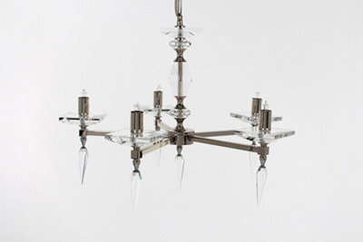 Luminosa Lighting Luminosa Sorrento Optic Glass 5 Light Nickel 5 Arm Chandelier