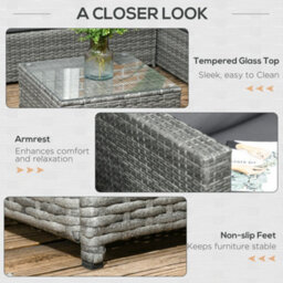 Wyld Haus Laneri Mixed Grey 4-Seater Corner Rattan Garden Sofa Set With Tempered Glass Table - thumbnail 6