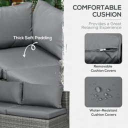 Wyld Haus Laneri Mixed Grey 4-Seater Corner Rattan Garden Sofa Set With Tempered Glass Table - thumbnail 5
