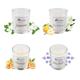 Alivio  Premium Aromatherapy Scented Candles - Jasmine Orange Pear & Freesia, Bluebell Fragrance In Glass Jars (4Pc Set) - thumbnail 2