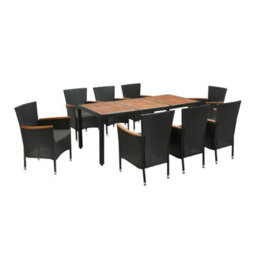 Heze Furniture Kordoba Rattan Garden Furniture Set With Dining Table And 8 Chairs In Black & Oak - thumbnail 4