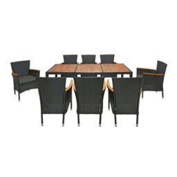 Heze Furniture Kordoba Rattan Garden Furniture Set With Dining Table And 8 Chairs In Black & Oak - thumbnail 3