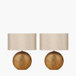 Pacific Lifestyle Set Of 2 Mabel Bronze Dot Textured Ceramic Table Lamp - thumbnail 3