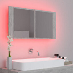 Walplus Led Bathroom Mirror Cabinet Concrete Grey 90X12X45 Cm Acrylic - thumbnail 5