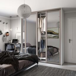 Spacepro Mirrored Pebble Framed Sliding Wardrobe Door (H)2220mm (W)762mm - thumbnail 2