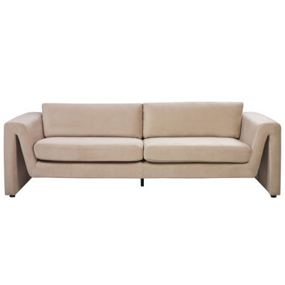 Beliani Sofa 3 Seater Maunu Velvet Sand Beige - image 1