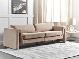 Beliani Sofa 3 Seater Maunu Velvet Sand Beige - thumbnail 2