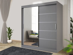RAC3 Sliding Wardrobe Led Mirror Space Saving Bedroom Wardrobe, Contemporary Bedroom Sliding Wardrobe & Mirror Wardrobe  (Grey,120Cm) - thumbnail 1