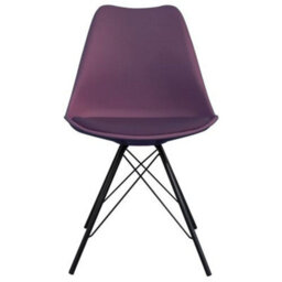 Fusion Living Soho Aubergine Plastic Dining Chair With Black Metal Legs - thumbnail 7