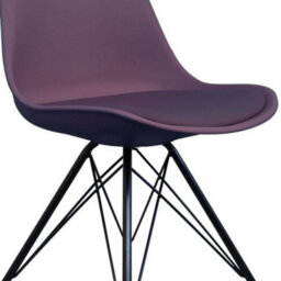 Fusion Living Soho Aubergine Plastic Dining Chair With Black Metal Legs - thumbnail 3