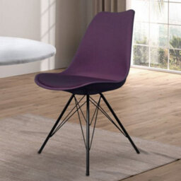 Fusion Living Soho Aubergine Plastic Dining Chair With Black Metal Legs - thumbnail 2
