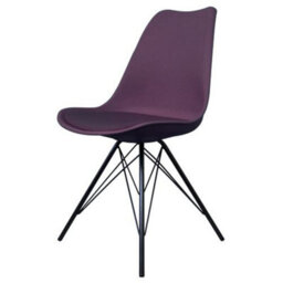 Fusion Living Soho Aubergine Plastic Dining Chair With Black Metal Legs