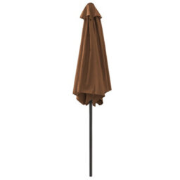 Sundaze 2.5M Coffee Round Garden Parasol Unbrella Outdoor Crank Tilt Patio With Base - thumbnail 3