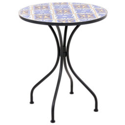 Beliani Bistro Table Siponto 60 Cm 60 Cm Metal White/ Blue - thumbnail 1