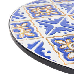 Beliani Bistro Table Siponto 60 Cm 60 Cm Metal White/ Blue - thumbnail 4