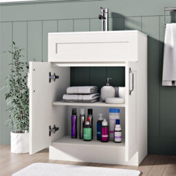 Belofay 600mm Bathroom Vanity Units With Basin With White Ceramic Bathroom Sink Soft Close Hinges & 1 Tap Hole (Crawley White) - thumbnail 3