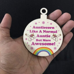 Red Ocean Auntie Gift For Christmas Hanging Wooden Tree Decoration Unicorn Thank You - thumbnail 5