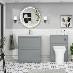 Royal Bathrooms Elmore 700mm Traditional Floor Standing 2 Drawer Bathroom Vanity Unit With Sintered Stone Basin Sink - Pebble Grey - thumbnail 4