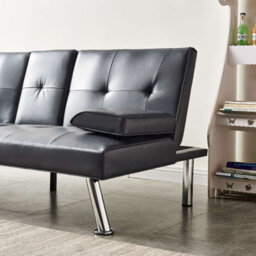 Westwood Luxury Pu Leather Manhattan Sofa Bed 3 Seater Chrome Legs Recliner Settee Grey - thumbnail 9