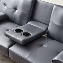 Westwood Luxury Pu Leather Manhattan Sofa Bed 3 Seater Chrome Legs Recliner Settee Grey - thumbnail 8