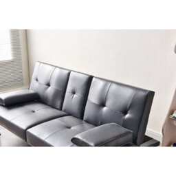 Westwood Luxury Pu Leather Manhattan Sofa Bed 3 Seater Chrome Legs Recliner Settee Grey - thumbnail 7