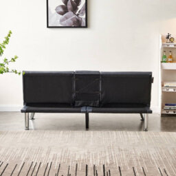 Westwood Luxury Pu Leather Manhattan Sofa Bed 3 Seater Chrome Legs Recliner Settee Grey - thumbnail 6