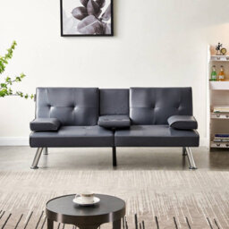 Westwood Luxury Pu Leather Manhattan Sofa Bed 3 Seater Chrome Legs Recliner Settee Grey - thumbnail 5
