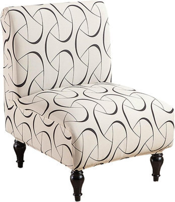 Printed Armless Accent Chair Cover, Stretchable, Removable, Washable, For Living Room Or Bedroom - image 1
