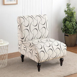 Printed Armless Accent Chair Cover, Stretchable, Removable, Washable, For Living Room Or Bedroom - thumbnail 5