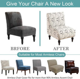 Printed Armless Accent Chair Cover, Stretchable, Removable, Washable, For Living Room Or Bedroom - thumbnail 4
