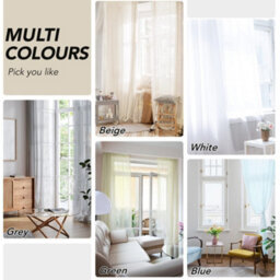 Deconovo Linen Look Semi Transparent Net Eyelet Voile Curtains, Sheer Curtains For Small Windows, 55 X 36 Inch, White, 2 Panels - thumbnail 5