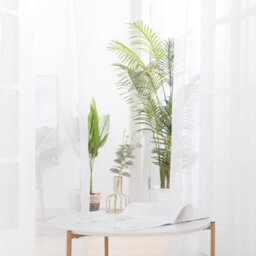 Deconovo Linen Look Semi Transparent Net Eyelet Voile Curtains, Sheer Curtains For Small Windows, 55 X 36 Inch, White, 2 Panels - thumbnail 4