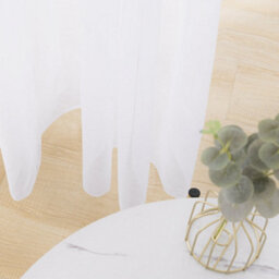 Deconovo Linen Look Semi Transparent Net Eyelet Voile Curtains, Sheer Curtains For Small Windows, 55 X 36 Inch, White, 2 Panels - thumbnail 2