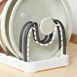 Pan Lid Holder And Plate Organiser Rack Durable Plastic Vertical Cookware Storage Stand For Plates Pans Trays Boards - thumbnail 8