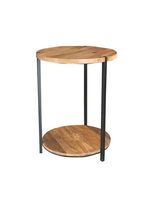 Buttercup Farm Ravi Double Round Top Table - Mango Wood/iron - L46 X W46 X H60 Cm - Mango Light Finish - image 1