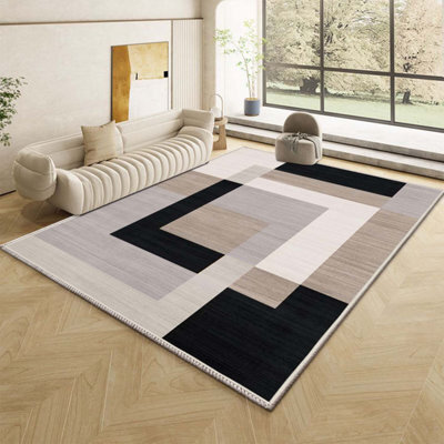 Ameha Rugs Living Room Large 160X230 Cm - Area Rugs For Bedroom Non Slip -Modern Carpet Non Shedding Geometric Style(Milo Neutral) - image 1