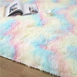 Ameha Shaggy Rug Super Soft Thick Pile For Modern Bedroom Living Room Carpet- Fluffy Faux Fur Rugs,(Rainbow, 80X150 Cm) - thumbnail 3
