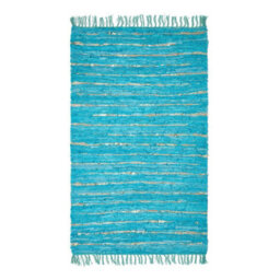 Homescapes Leather Glitter Rug Gold & Turquoise,90 X 150 Cm - thumbnail 2