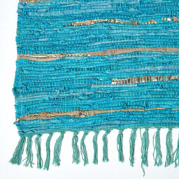 Homescapes Leather Glitter Rug Gold & Turquoise,90 X 150 Cm - thumbnail 3