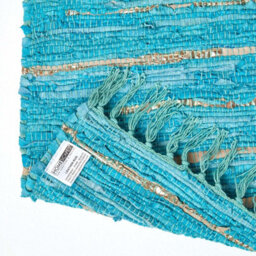 Homescapes Leather Glitter Rug Gold & Turquoise,90 X 150 Cm - thumbnail 5