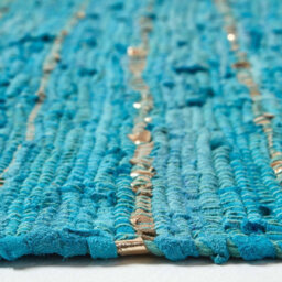 Homescapes Leather Glitter Rug Gold & Turquoise,90 X 150 Cm - thumbnail 4