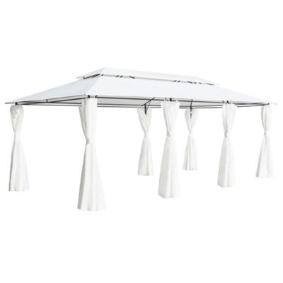 Walplus Gazebo With Curtains 600X298X270 Cm White 180G/ma - image 1