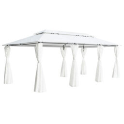 Walplus Gazebo With Curtains 600X298X270 Cm White 180G/ma - thumbnail 1