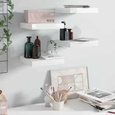 Berkfield Floating Wall Shelves 4 Pcs High Gloss White 23X23.5X3.8 Cm Mdf - image 1