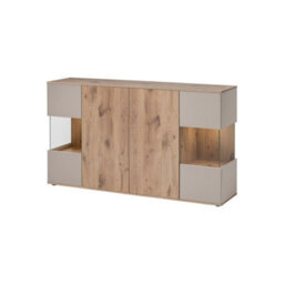Arte Catalina Display Sideboard Cabinet 160Cm Oak Vicking & Cashmere - Stylish Organiser With Push-Open Doors - thumbnail 1