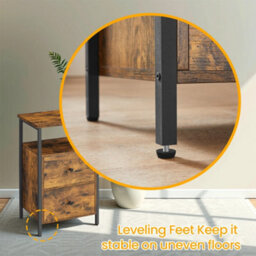 LEDREM Bedside Table, Sofa Table, Nightstand With 2 Drawers, Industrial, For Bedroom, Living Room, Rustic Brown - thumbnail 6