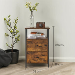 LEDREM Bedside Table, Sofa Table, Nightstand With 2 Drawers, Industrial, For Bedroom, Living Room, Rustic Brown - thumbnail 4