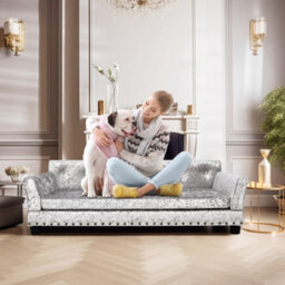 Bingopaw Xl Velvet Tufted Dog Sofa Bed Pet Elevated Bed For Curler Stretcher Leaner Dogs,120X74X40Cm - thumbnail 8