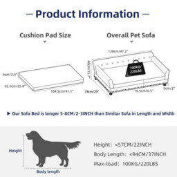 Bingopaw Xl Velvet Tufted Dog Sofa Bed Pet Elevated Bed For Curler Stretcher Leaner Dogs,120X74X40Cm - thumbnail 2